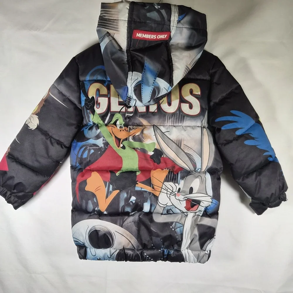 Looney Tunes Members Only Jacket 3T Toddler Puffer‎ Hooded Bugs Bunny Cartoon...
